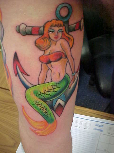 Classic Mermaid With Anchor Tattoos Tattoo Gallery